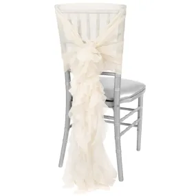 1 Set of Soft Curly Willow Ruffles Chair Sash & Cap - Ivory