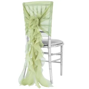 1 Set of Soft Curly Willow Ruffles Chair Sash & Cap - Sage Green