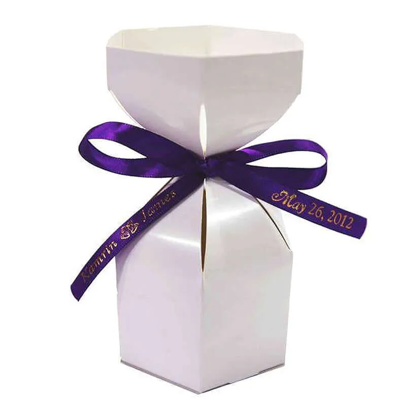 100 Pack White Personalized French A la Mode Favor Gift Boxes, Custom Wedding Favors