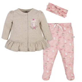 3-Piece Baby Girls Top, Pants, and Headband Set