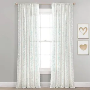 52"x84" Ballgown Glam Sparkle Sequins Window Sheer Kids' Curtain Panel White - Lush Décor