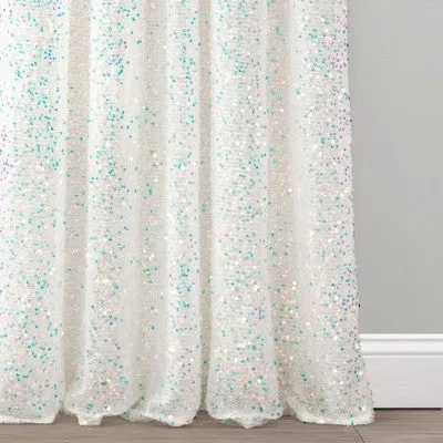 52"x84" Ballgown Glam Sparkle Sequins Window Sheer Kids' Curtain Panel White - Lush Décor