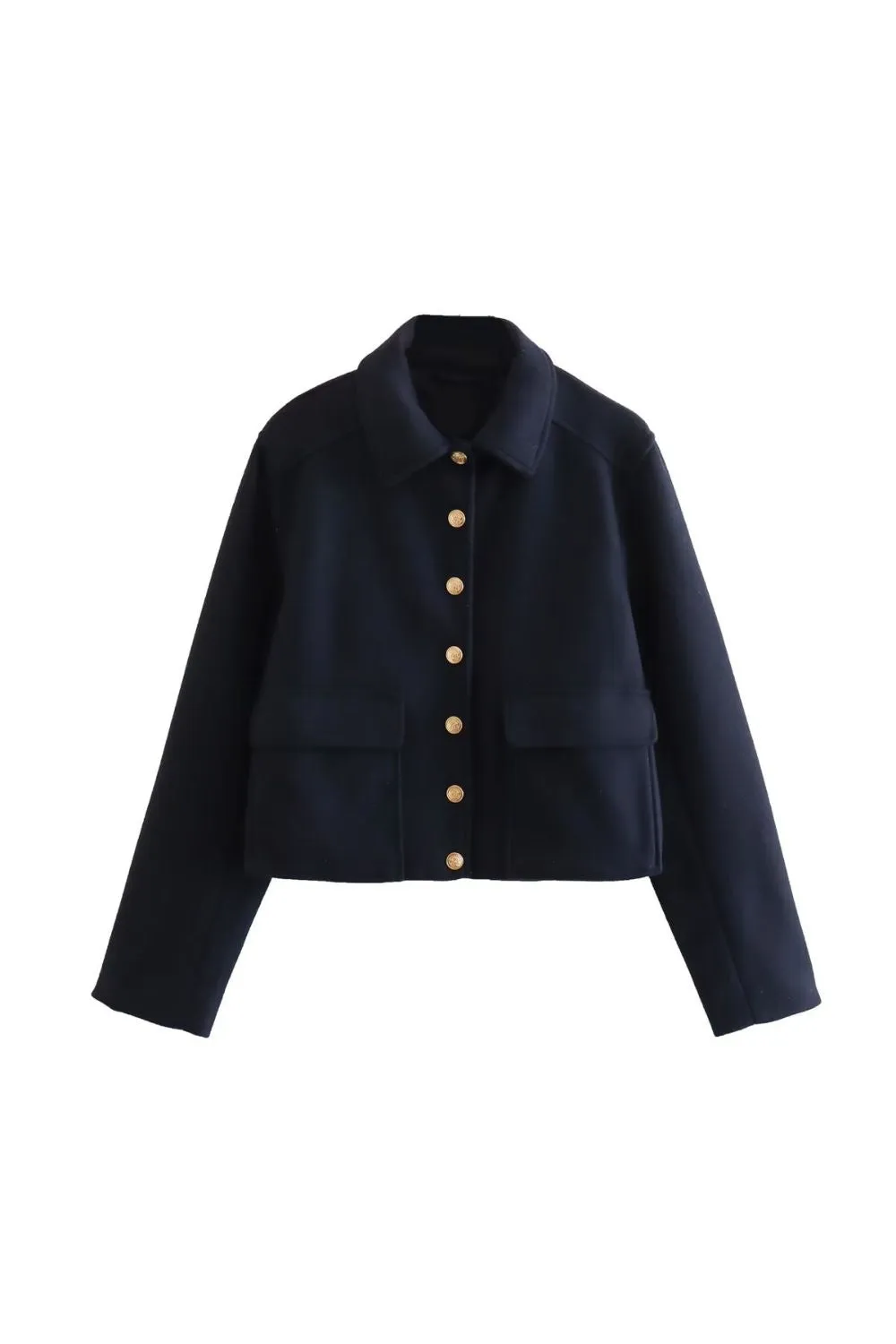 'Addison' Gold-Toned Buttoned Soft Jacket