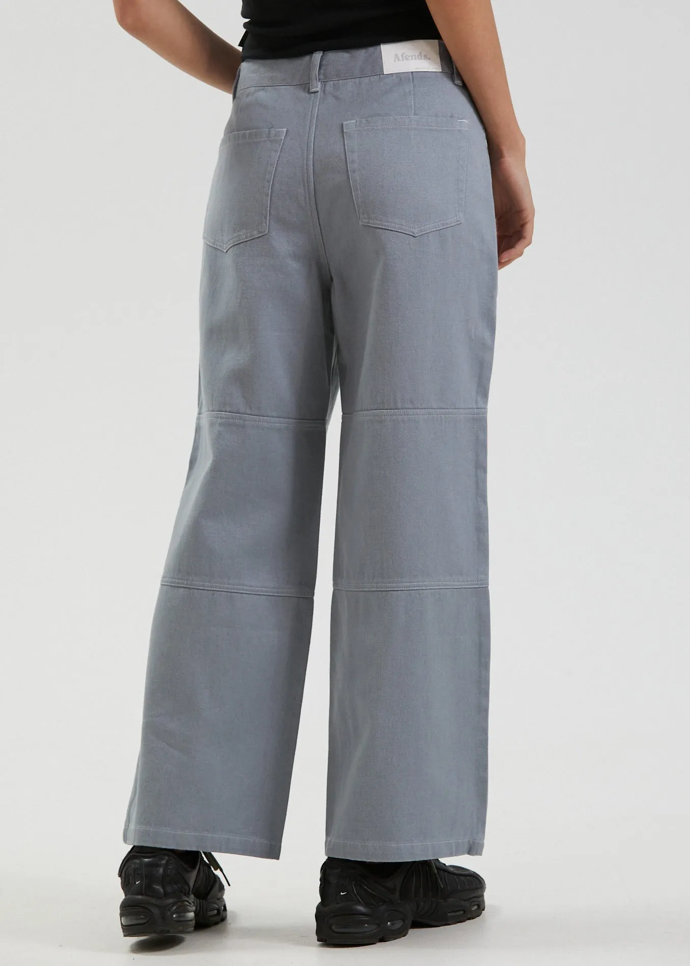 Afends Womens Kendall - Hemp Canvas Panelled Low Rise Pants - Shadow