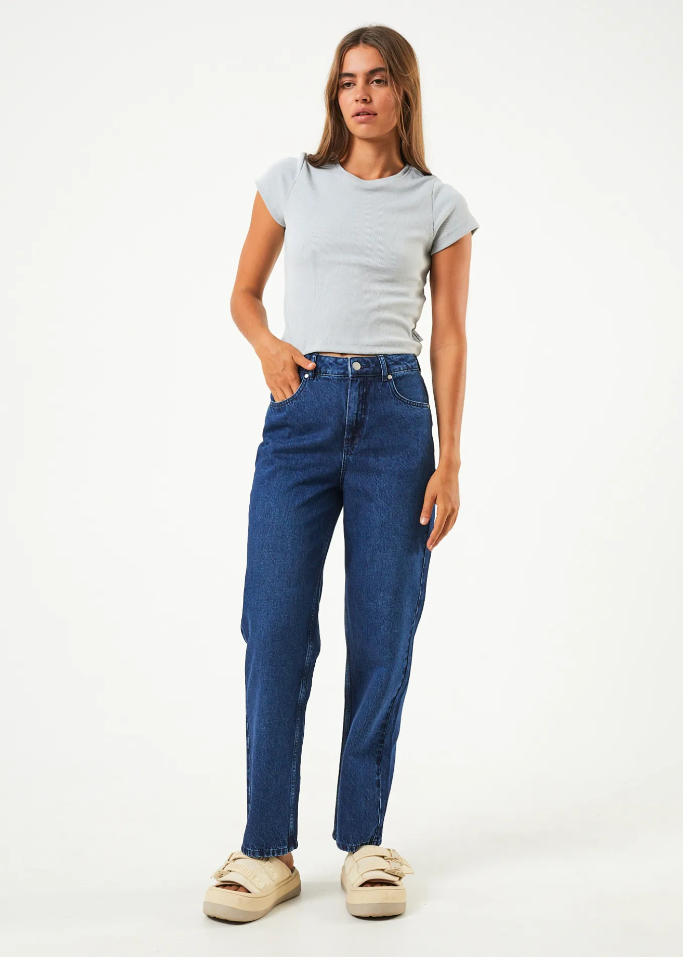 AFENDS Womens Shelby - Denim Wide Leg Jeans - Original Rinse