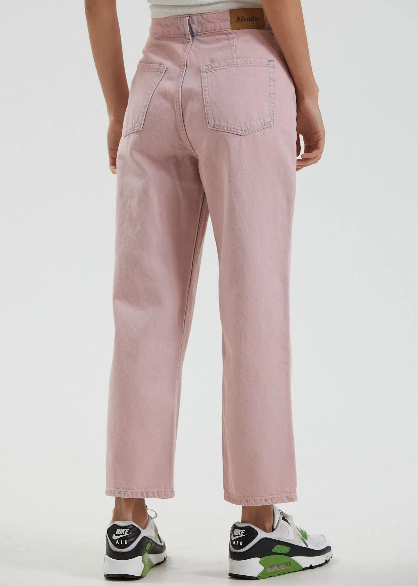 Afends Womens Shelby - Hemp Washed Denim Wide Leg Jeans - Vintage Pink