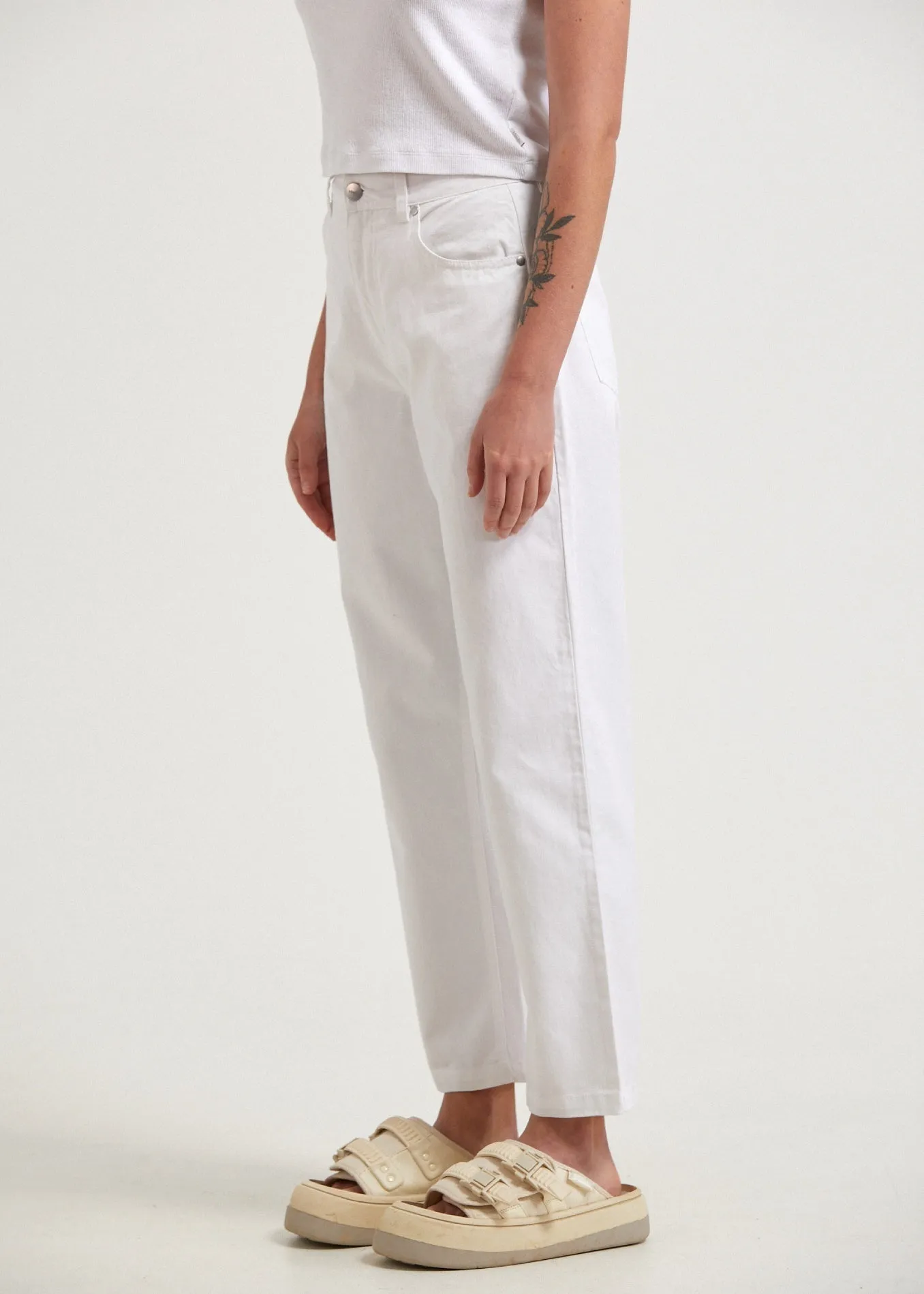 AFENDS Womens Shelby - Twill Wide Leg Pants - White