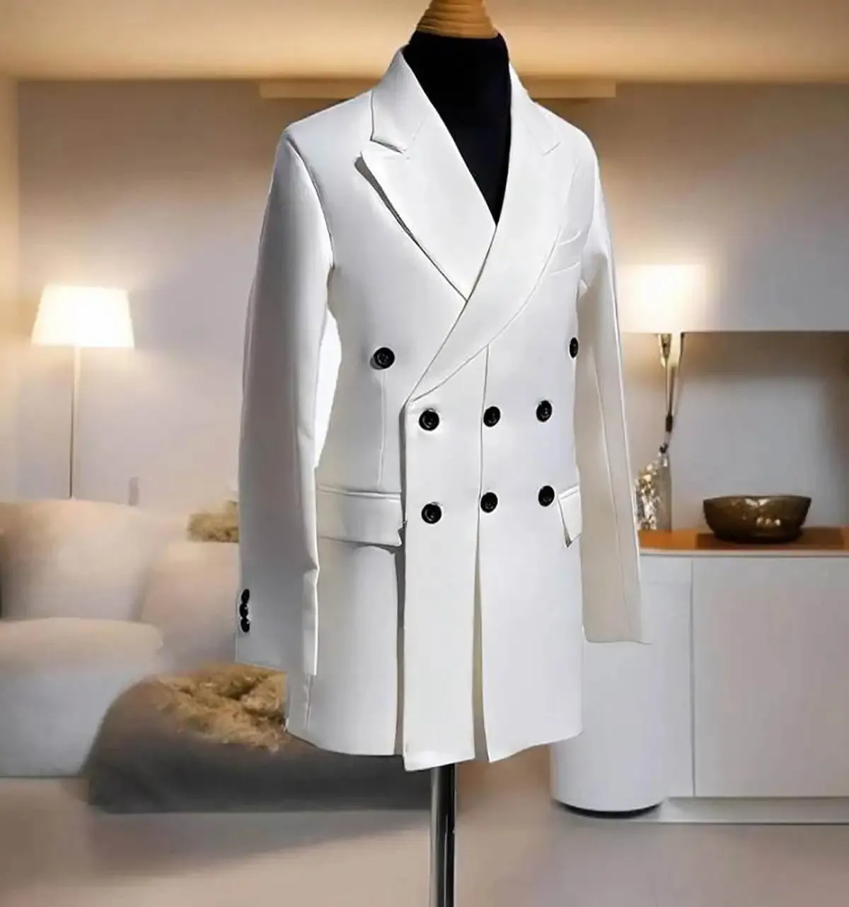 Aidase Fashion Autumn Men Long Jacket Peaked Lapel Three-Button Blazer Business Party Prom Custom Made Only Coat