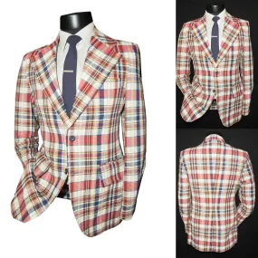 Aidase Plaid Men Wedding Coat Notched Lapel Tuxedos Slim Fit Groom Wear Business Office Blazer Only One Jacket