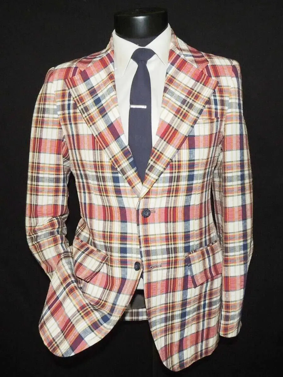 Aidase Plaid Men Wedding Coat Notched Lapel Tuxedos Slim Fit Groom Wear Business Office Blazer Only One Jacket