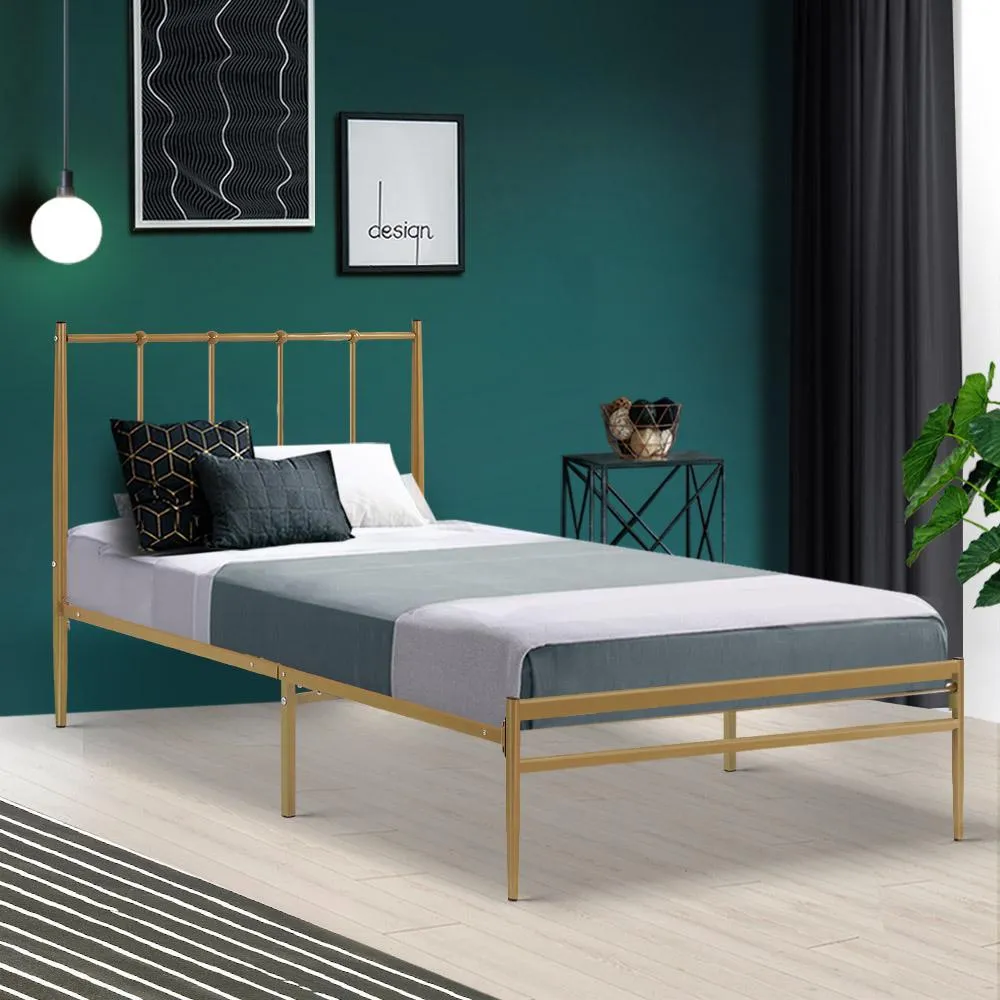 Amor Metal Single Bed Frame Gold