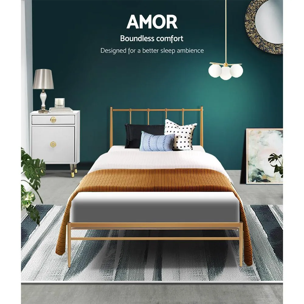 Amor Metal Single Bed Frame Gold