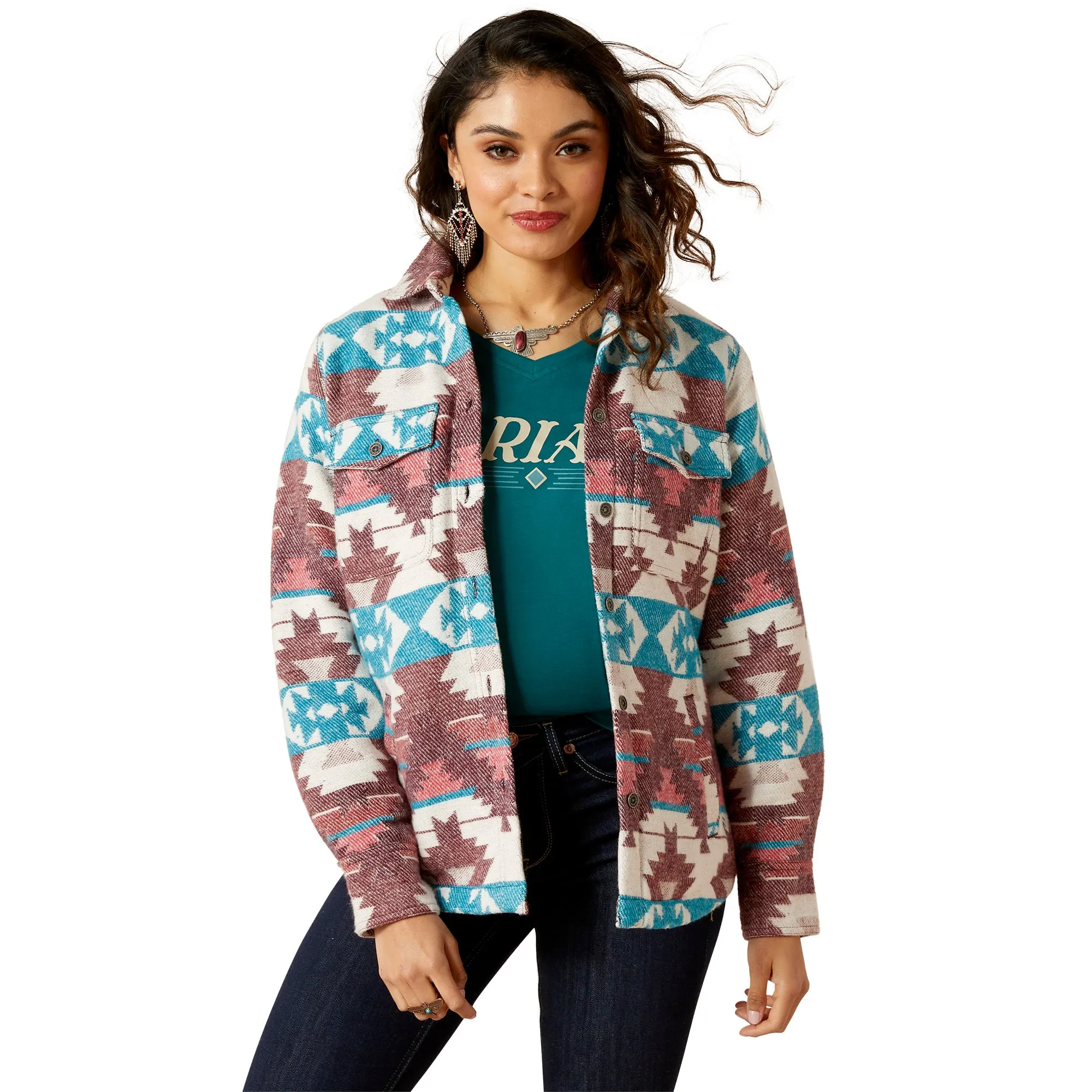 Ariat Ladies Shacket Baja Jacquard Multicolor Shirt Jacket 10046671