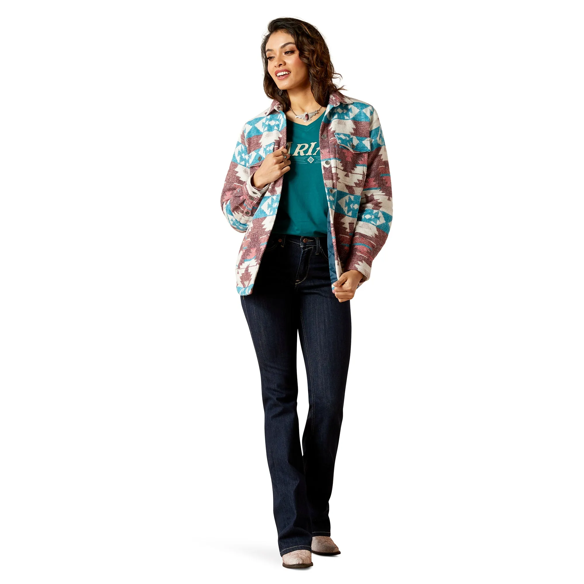 Ariat Ladies Shacket Baja Jacquard Multicolor Shirt Jacket 10046671