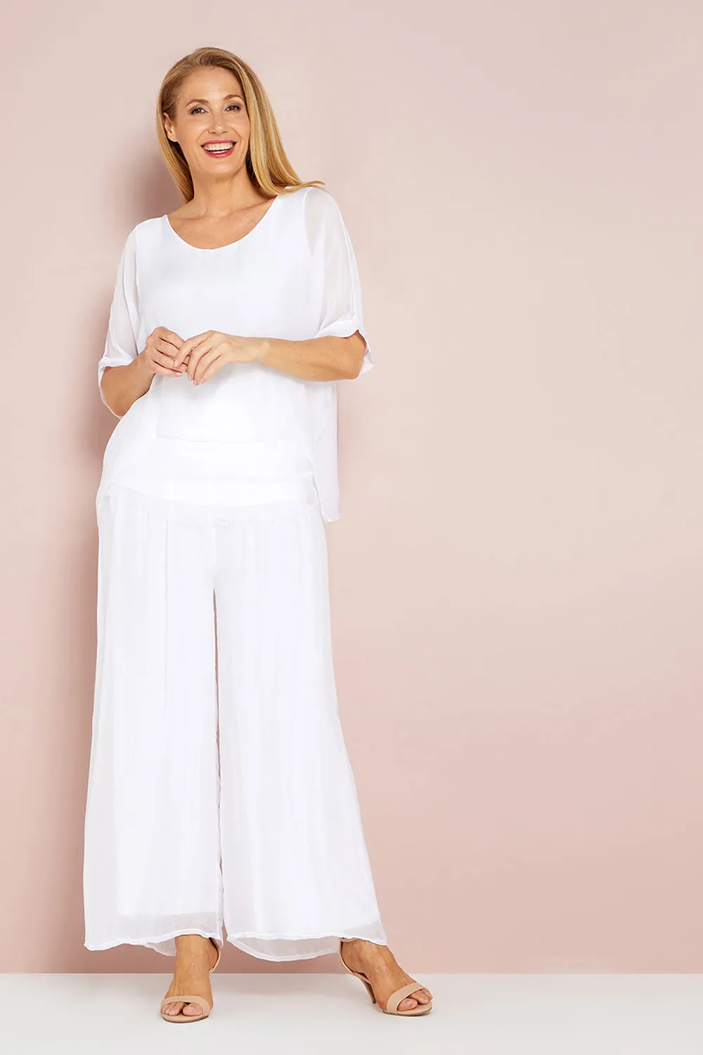 Arlette Silk Pants - Bianco White