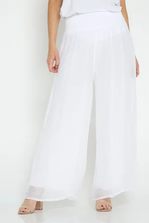 Arlette Silk Pants - Bianco White