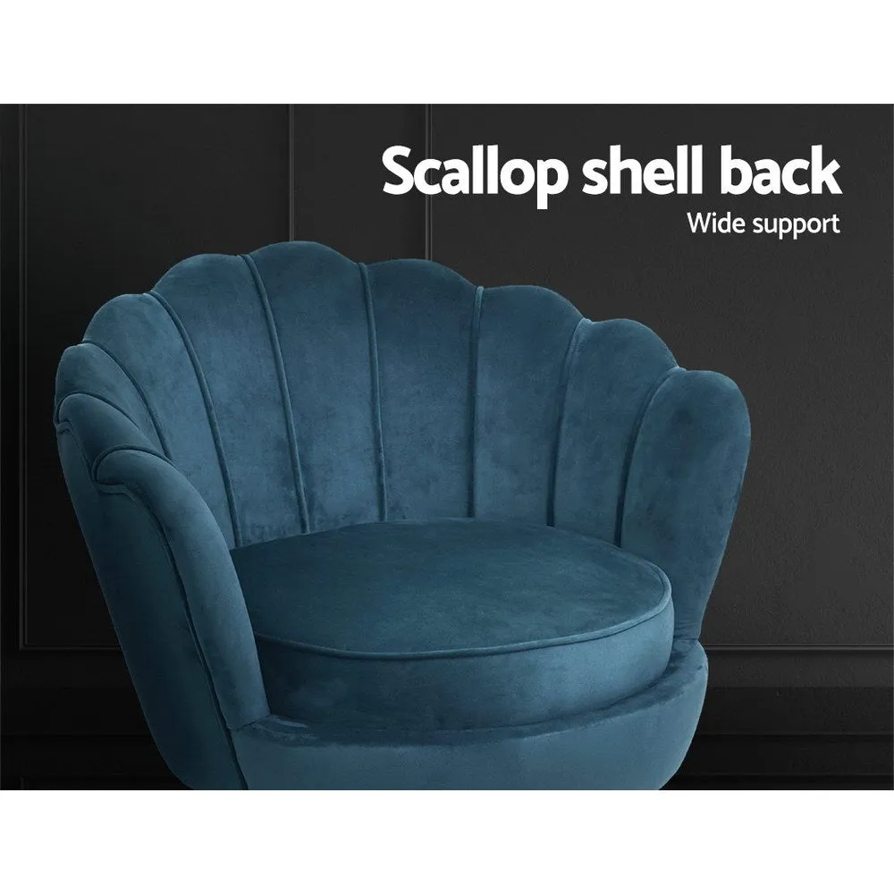 Armchair Lounge Chair Accent Retro Armchairs Lounge Shell Velvet Navy