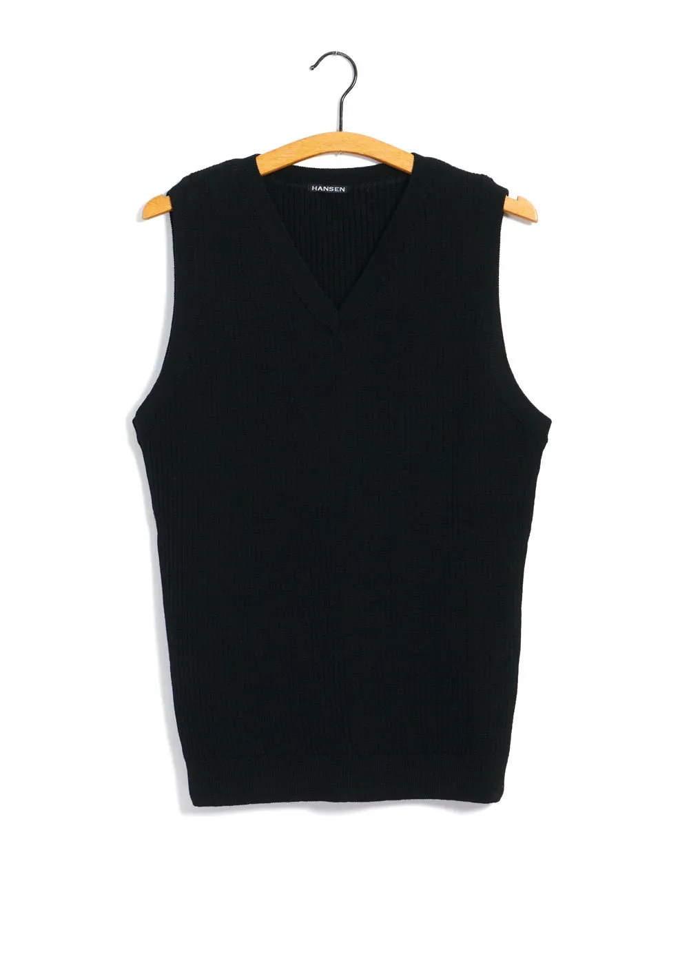 ARNE | Plated Rib V-Neck Slip Over | Black Black