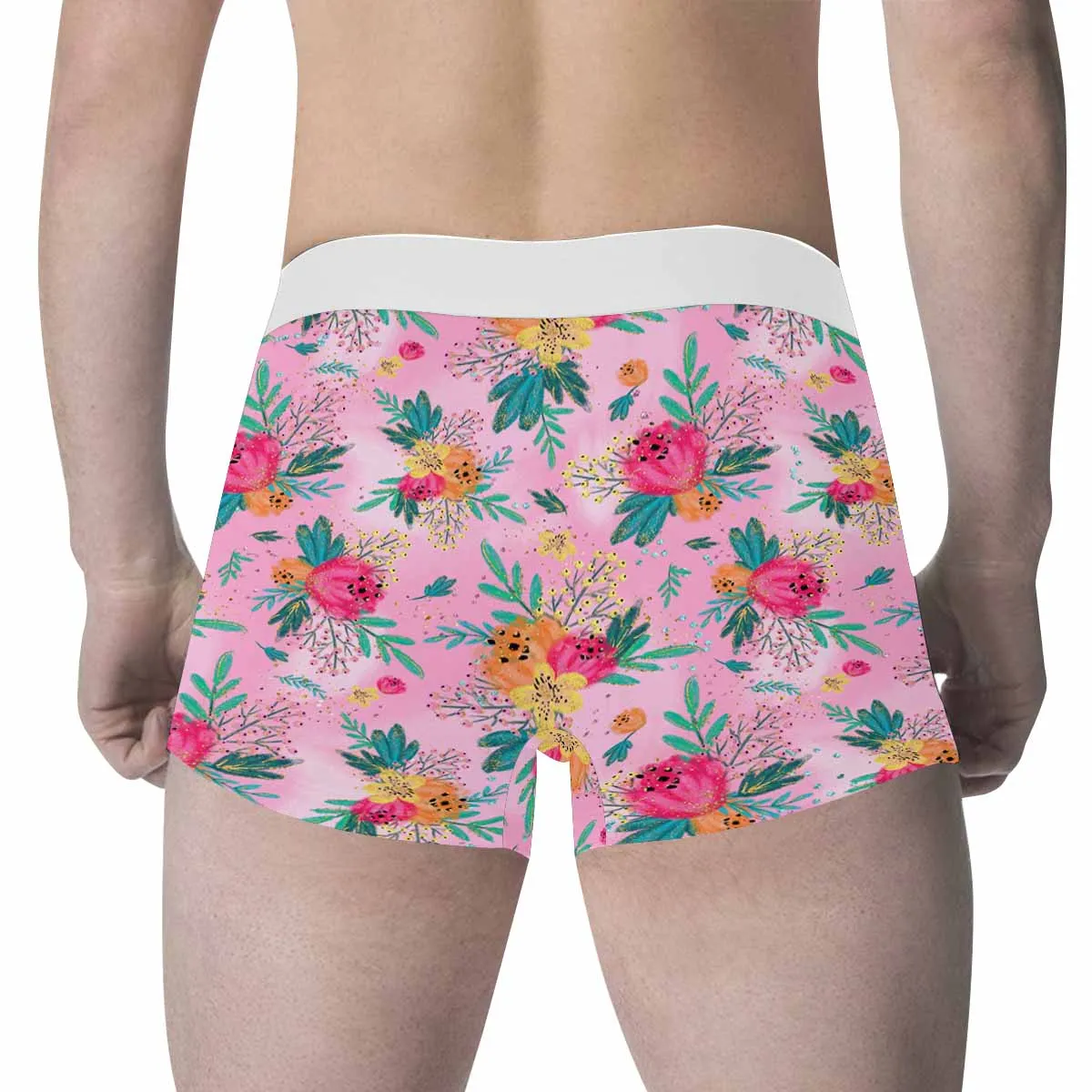 Australian Floral Pink Men's All Over Print Boxer Briefs (Made In AUS)