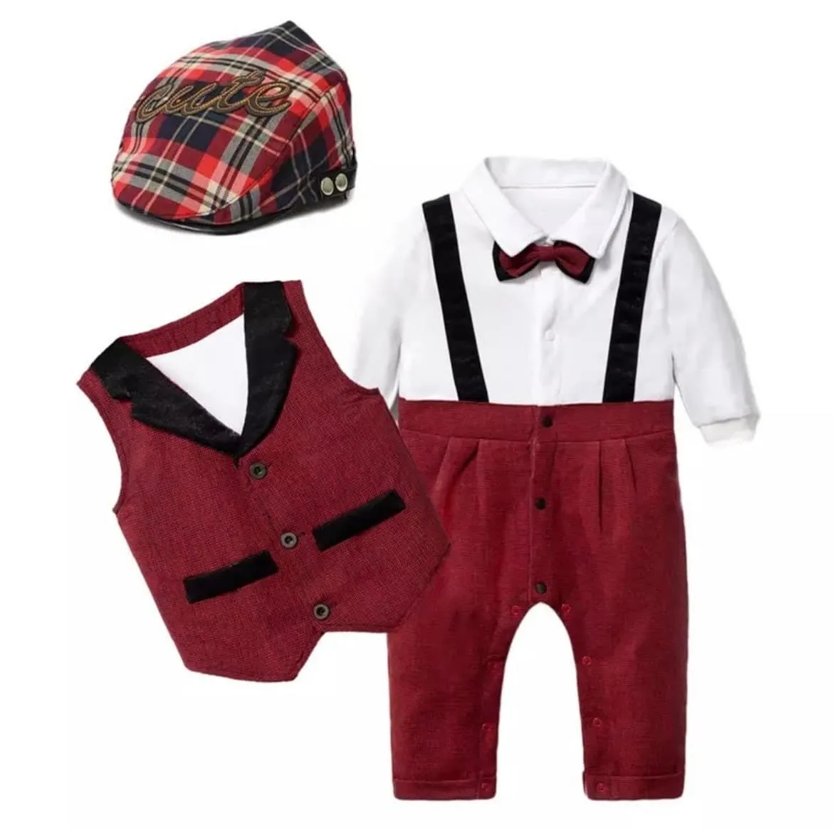 Baby Boy Suit Set with Tie and Waistcoat