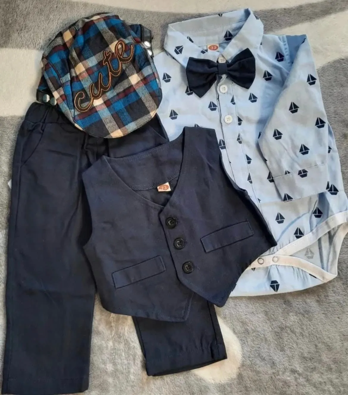 Baby Boy Suit Set with Tie and Waistcoat