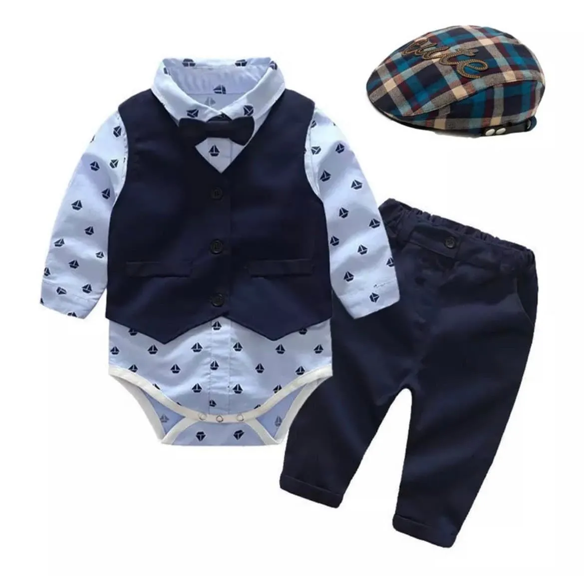 Baby Boy Suit Set with Tie and Waistcoat