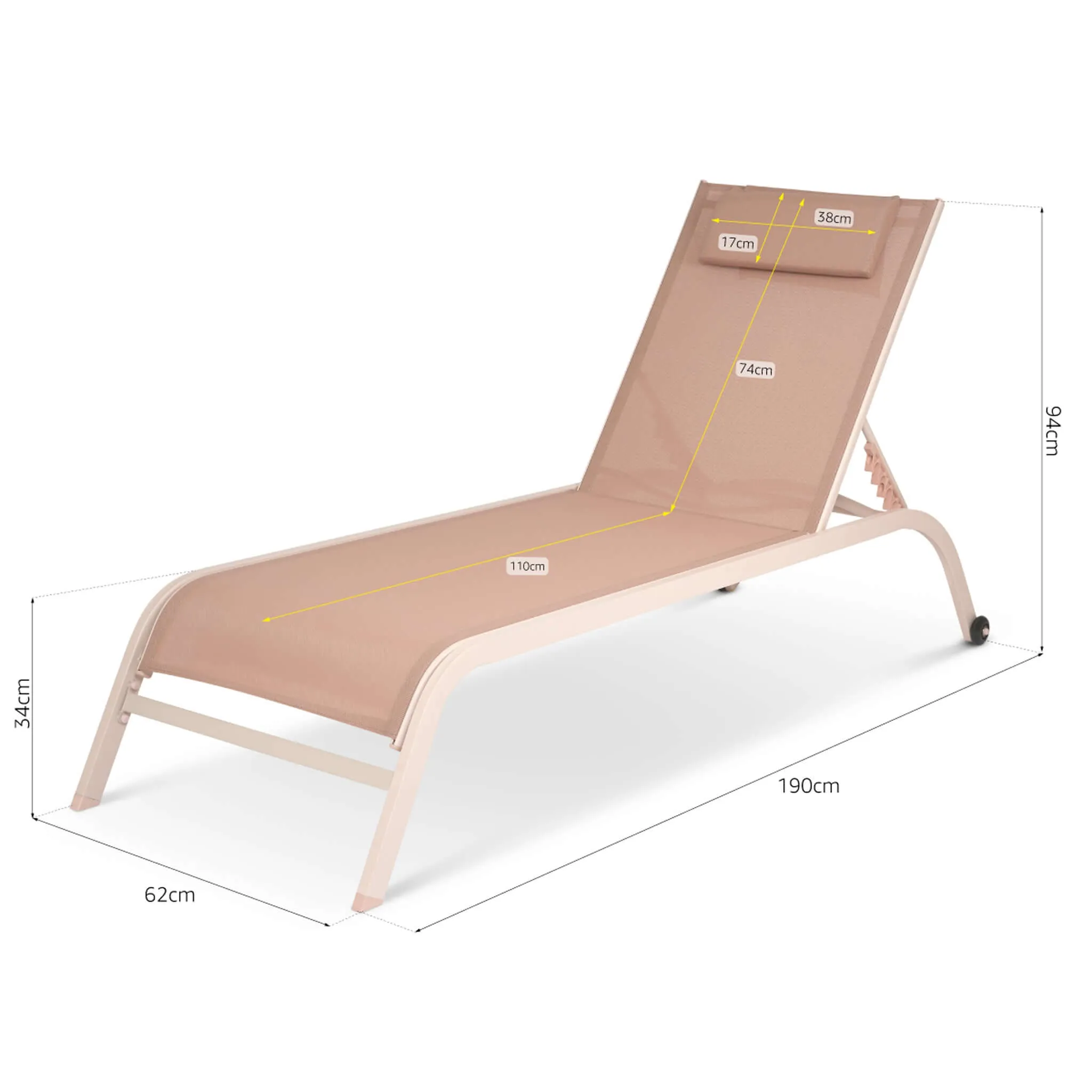 Bali Metal Sun Lounger Rose Gold Set of 2