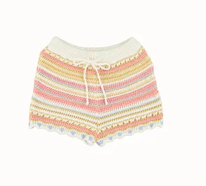 Bebe Organic Striped Crochet Baby Shorts