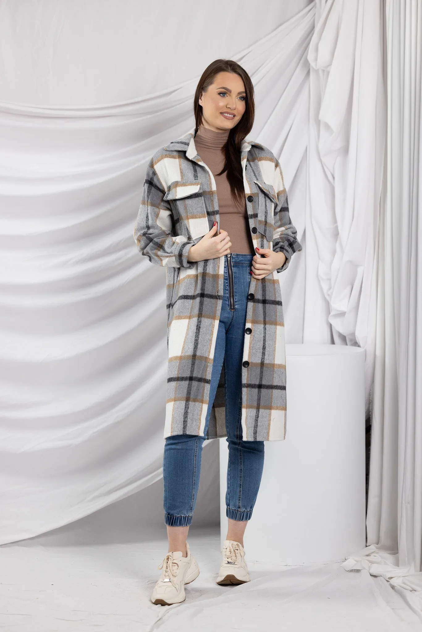 Big Check Long Jacket