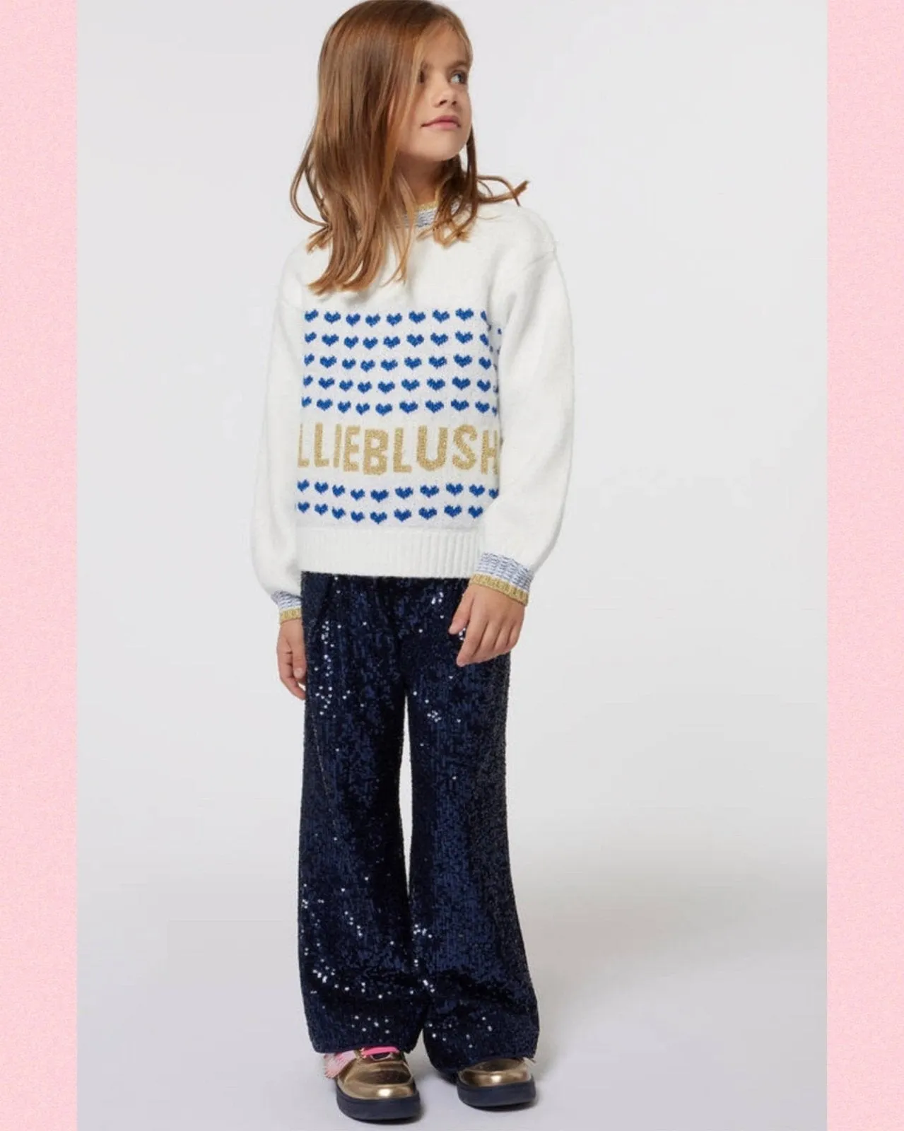 Billieblush Full Sequin Navy Blue Pants