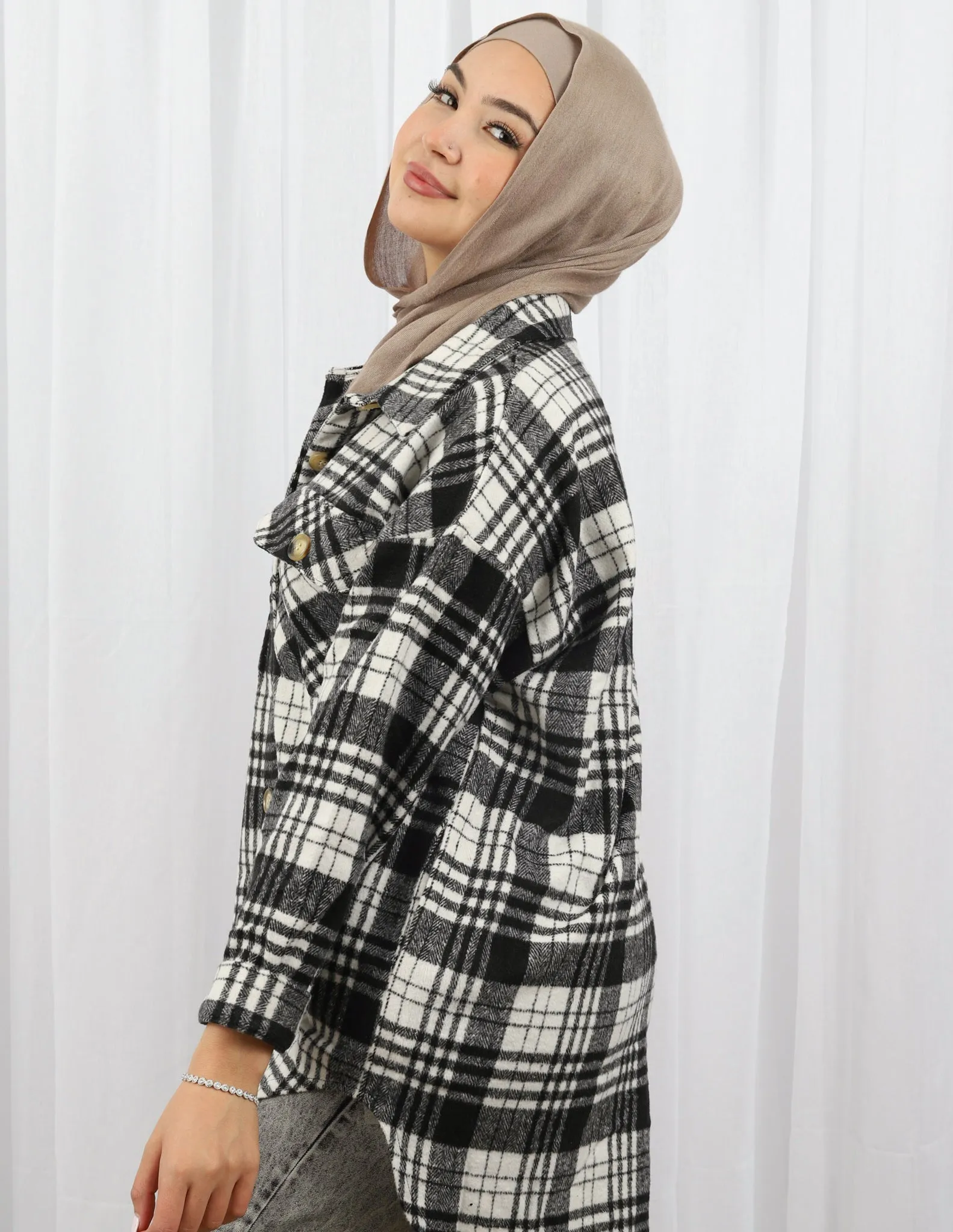 Black and White Checkered Shacket