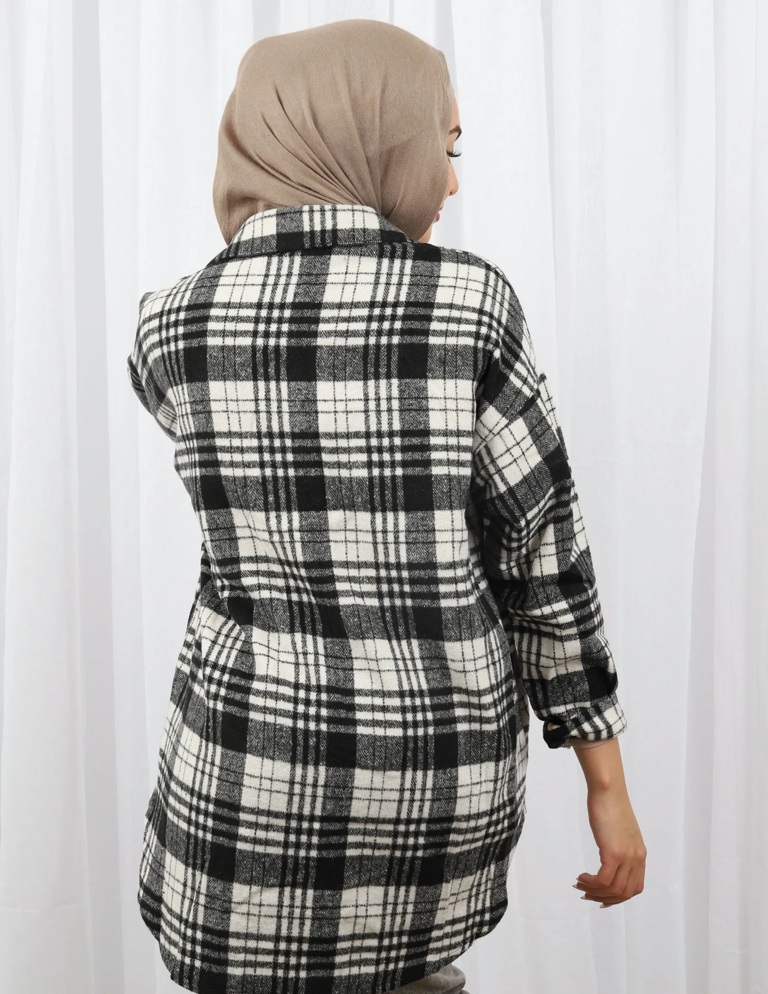 Black and White Checkered Shacket