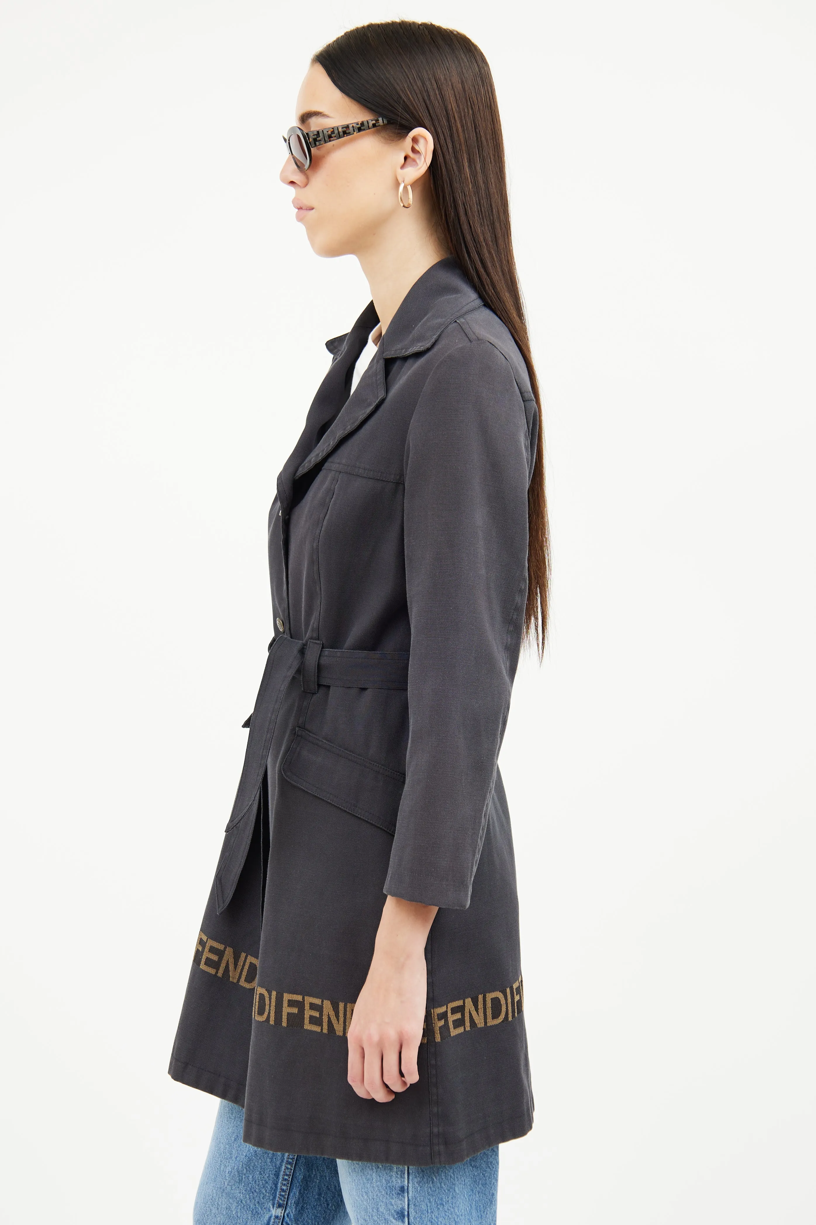 Black Canvas Trench Coat