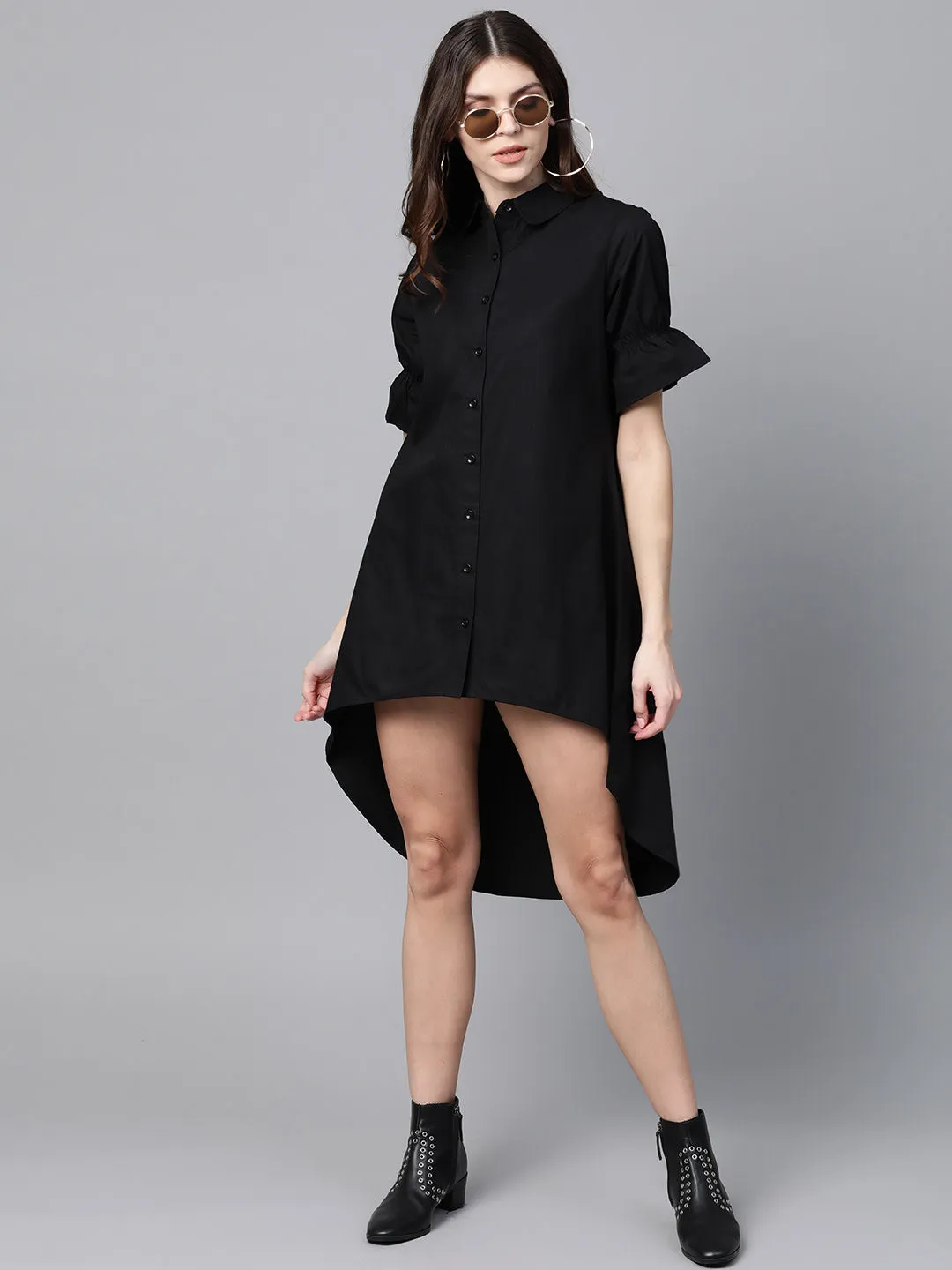 Black High Low Shirt Dress