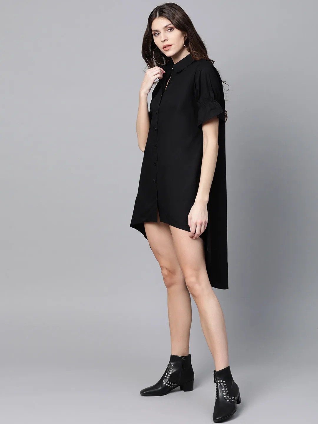 Black High Low Shirt Dress