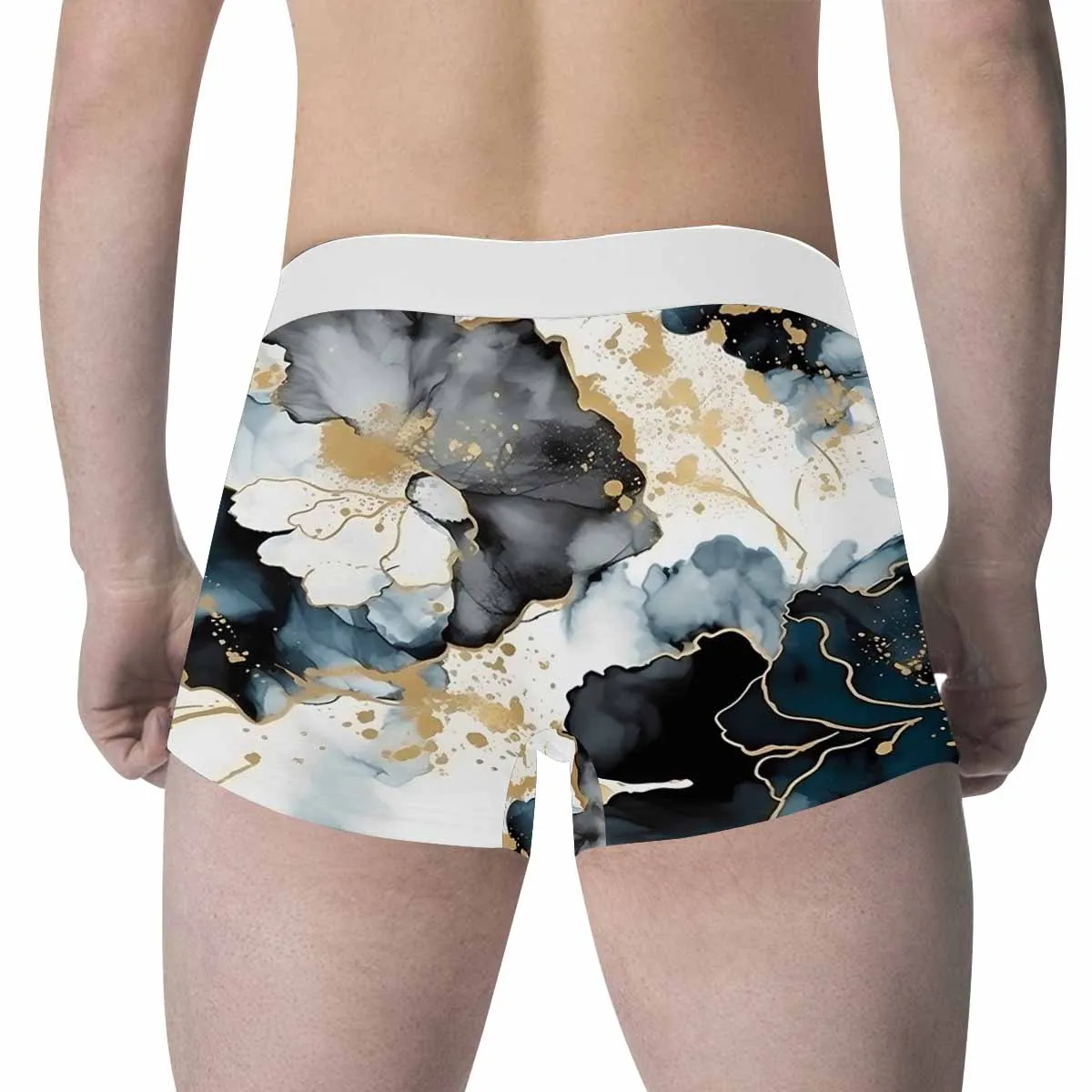 Black Ink Floral Men's All Over Print Boxer Briefs (Made In AUS)