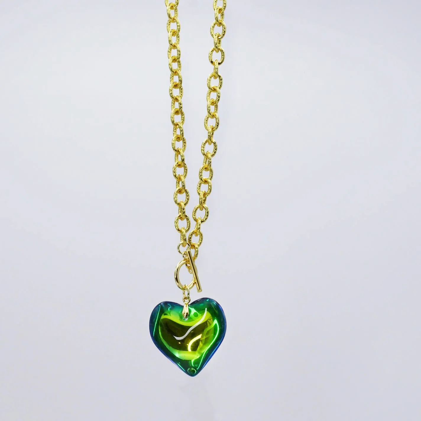 Blue/Green Enchanted Heart Necklace C-27