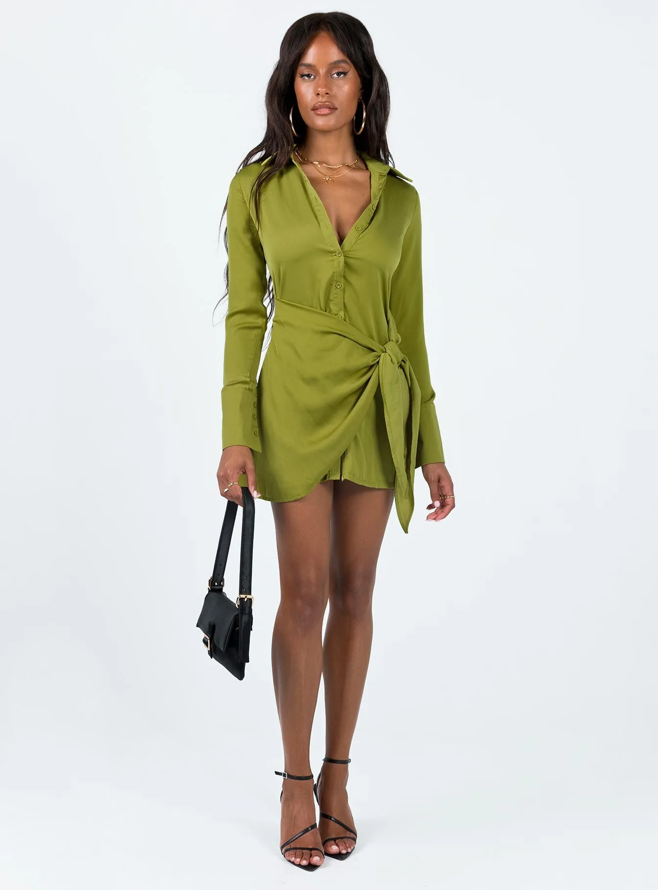 Bodeni Long Sleeve Mini Dress Green