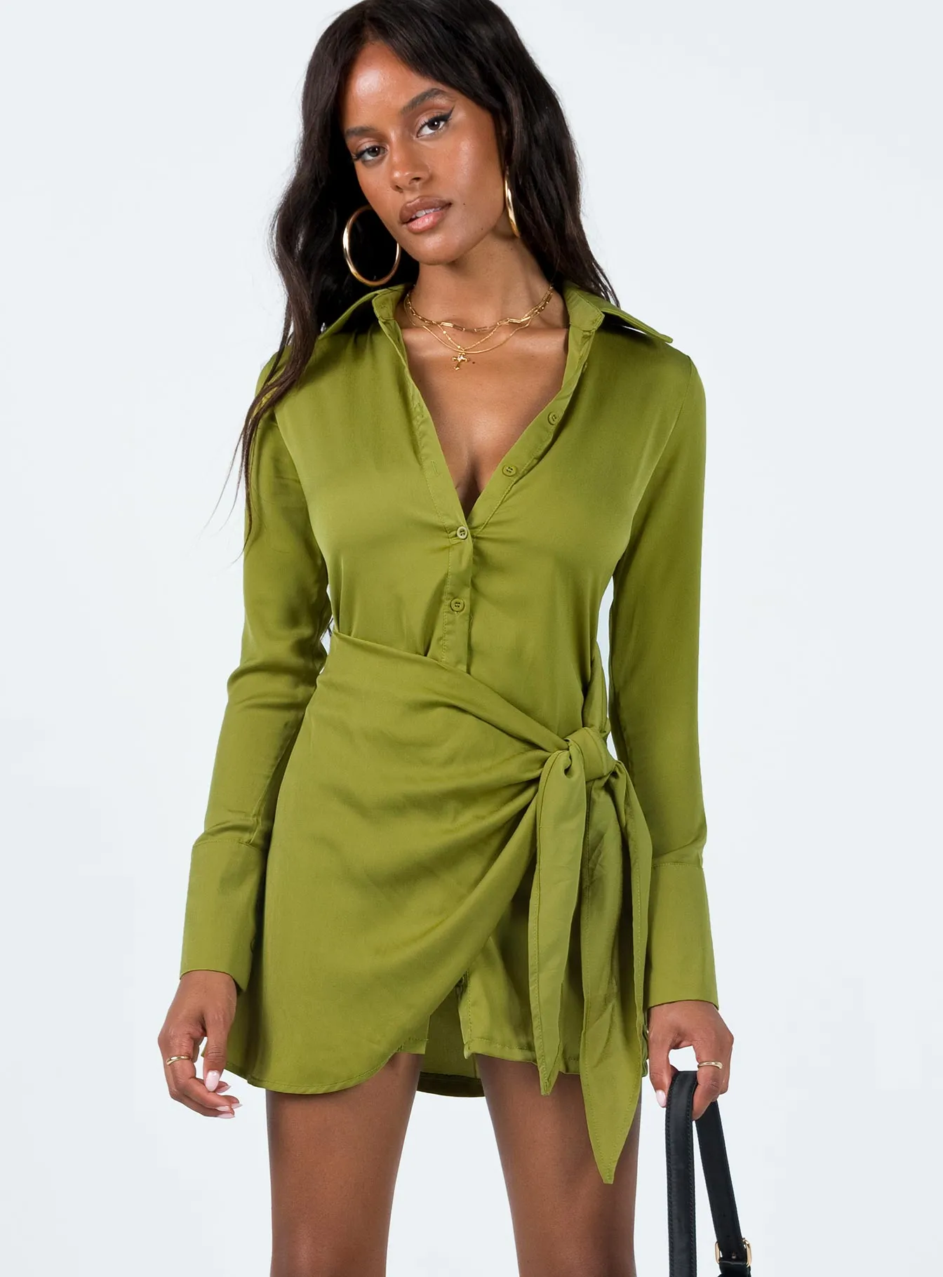 Bodeni Long Sleeve Mini Dress Green