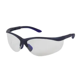 Bouton Optical 250-21-0100 Semi-Rimless Safety Glasses with Blue Frame, Clear Lens and Anti-Scratch Coating