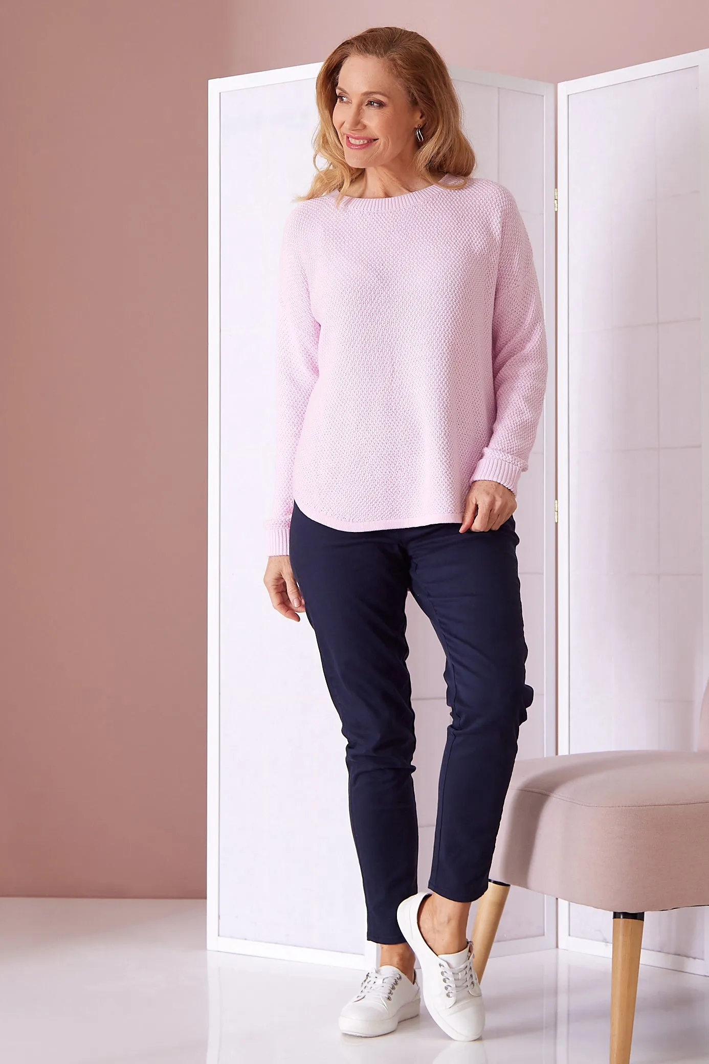 Brenda Waffle Knit - Blush