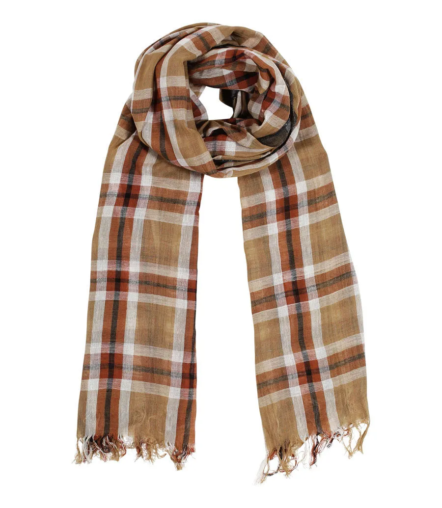 Brown Check Soft Cotton Fashion Scarf