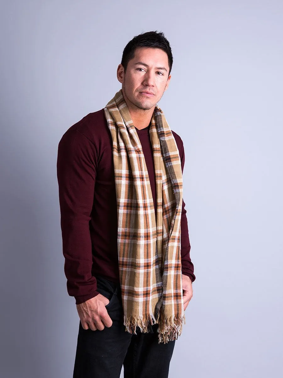 Brown Check Soft Cotton Fashion Scarf