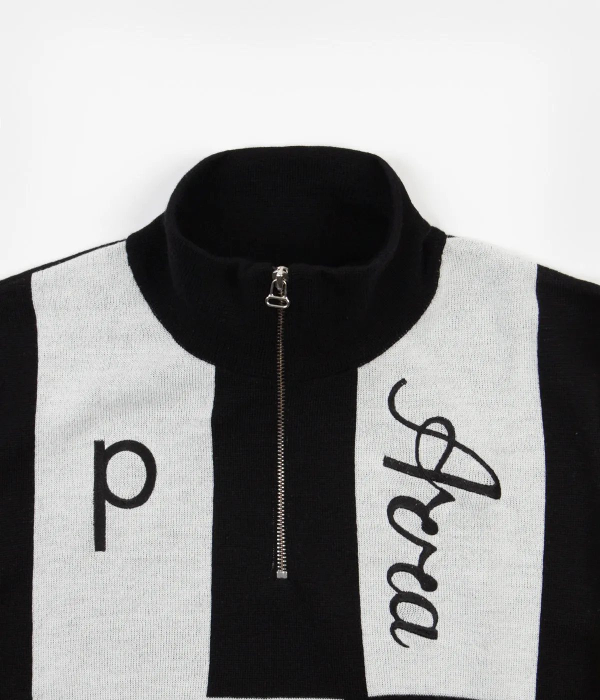 by Parra Quarter Zip Knitted Pullover Sweatshirt - Black