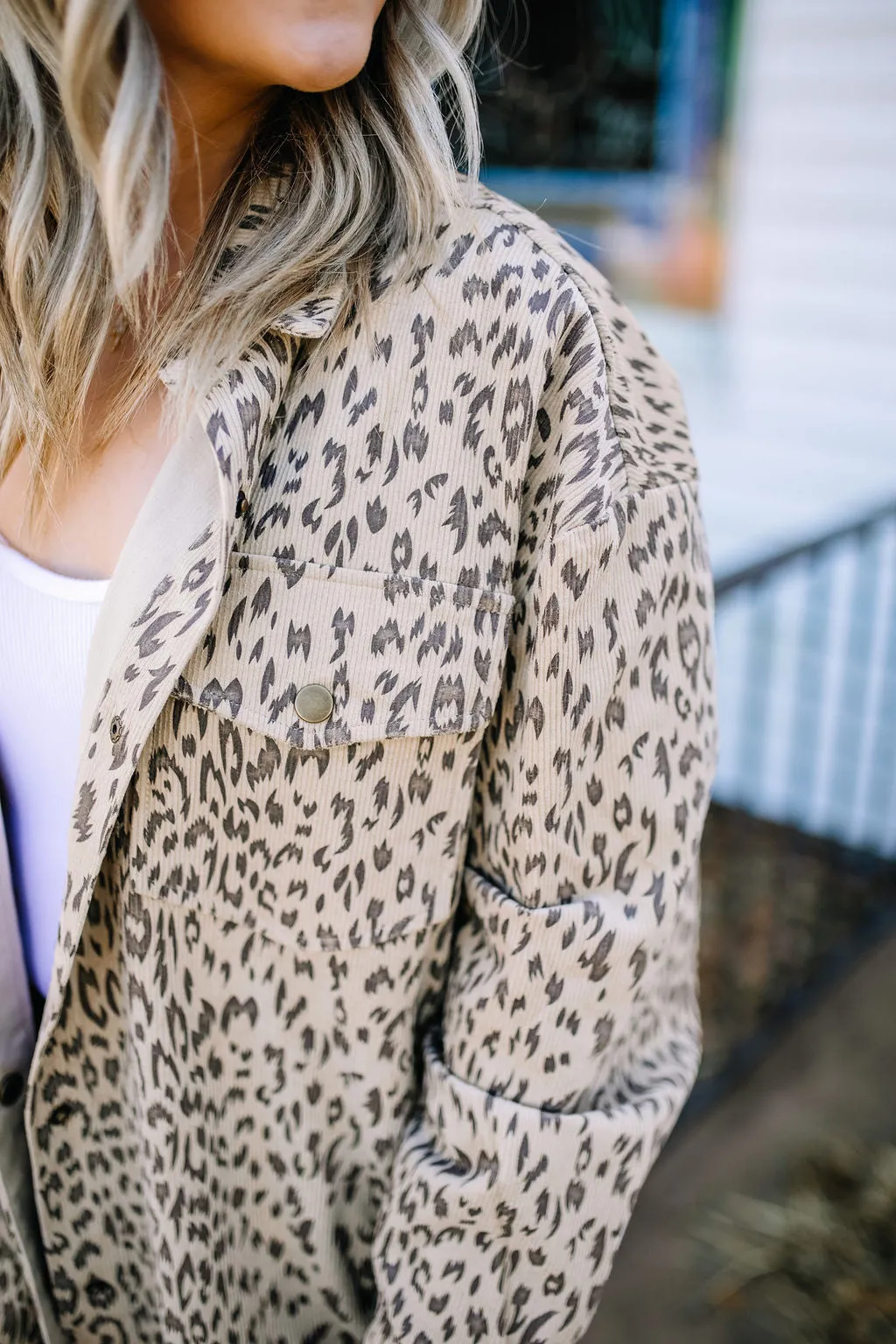 Can't Be Tamed Oversized Corduroy Leopard Shacket