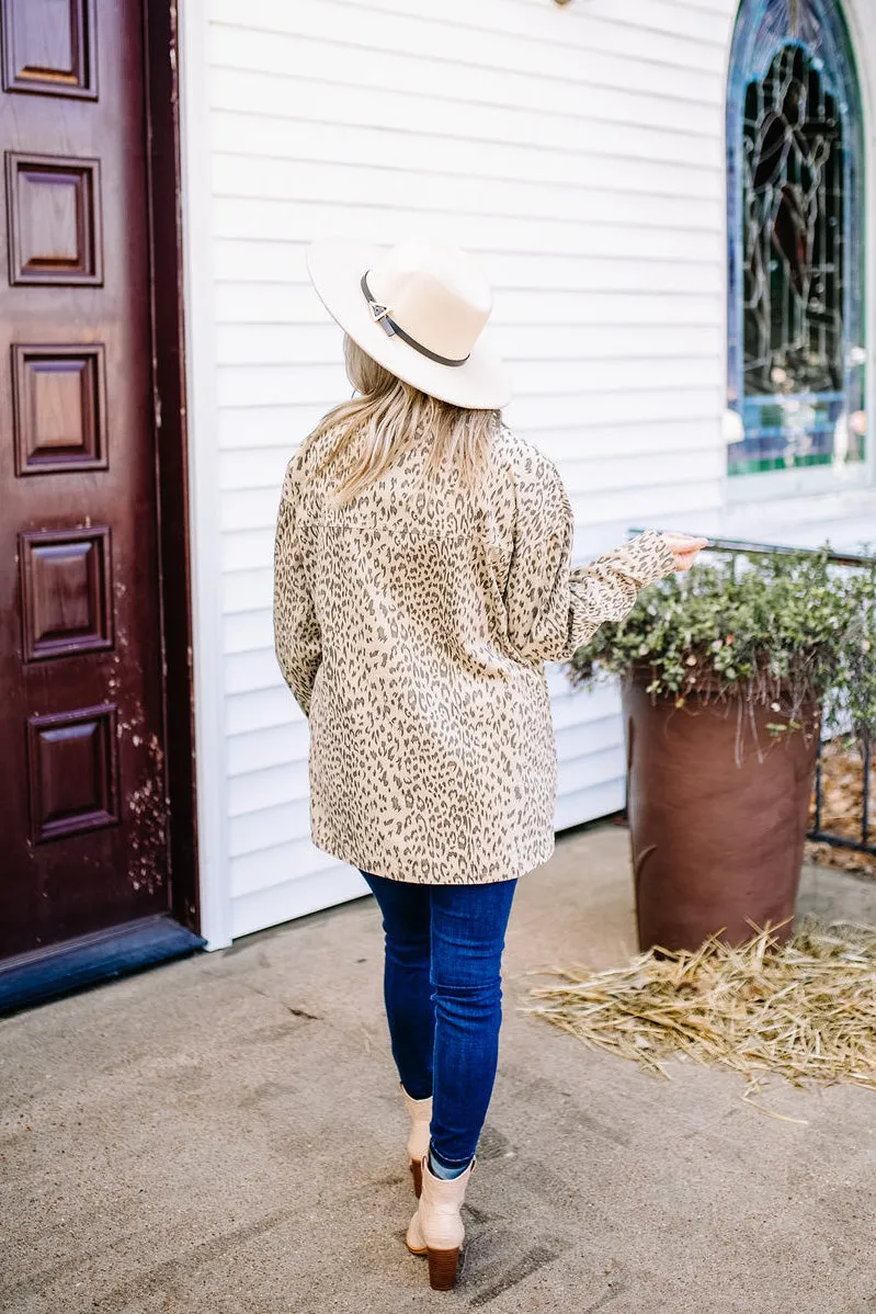 Can't Be Tamed Oversized Corduroy Leopard Shacket