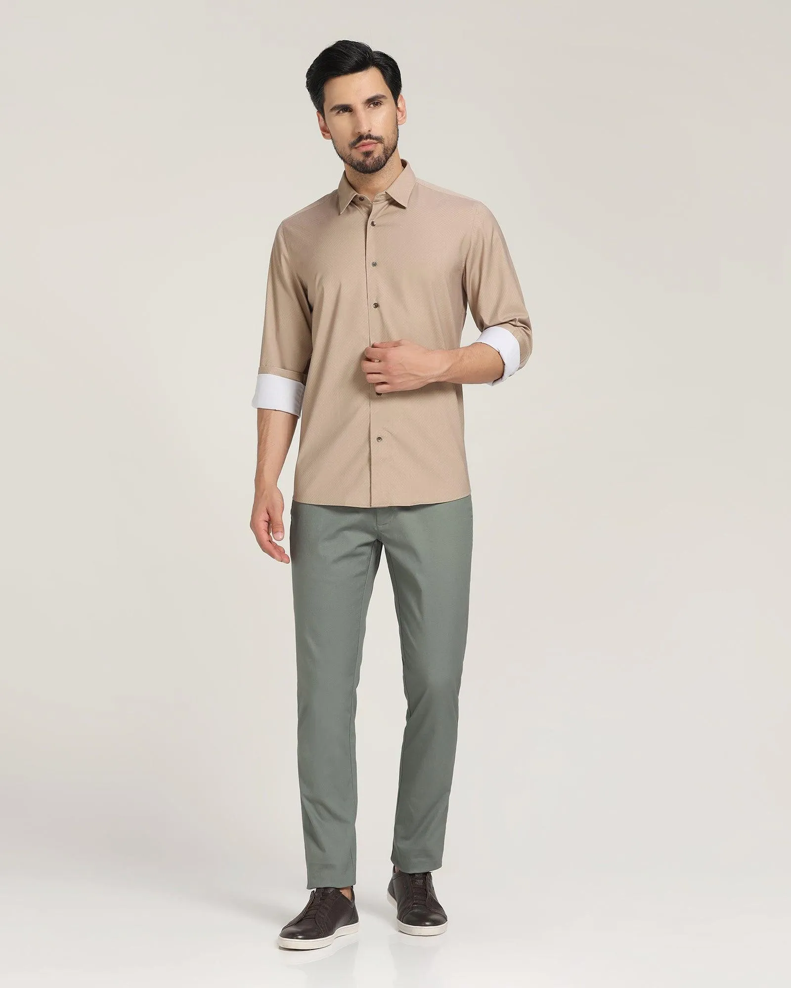 Casual Beige Printed Shirt - Bass