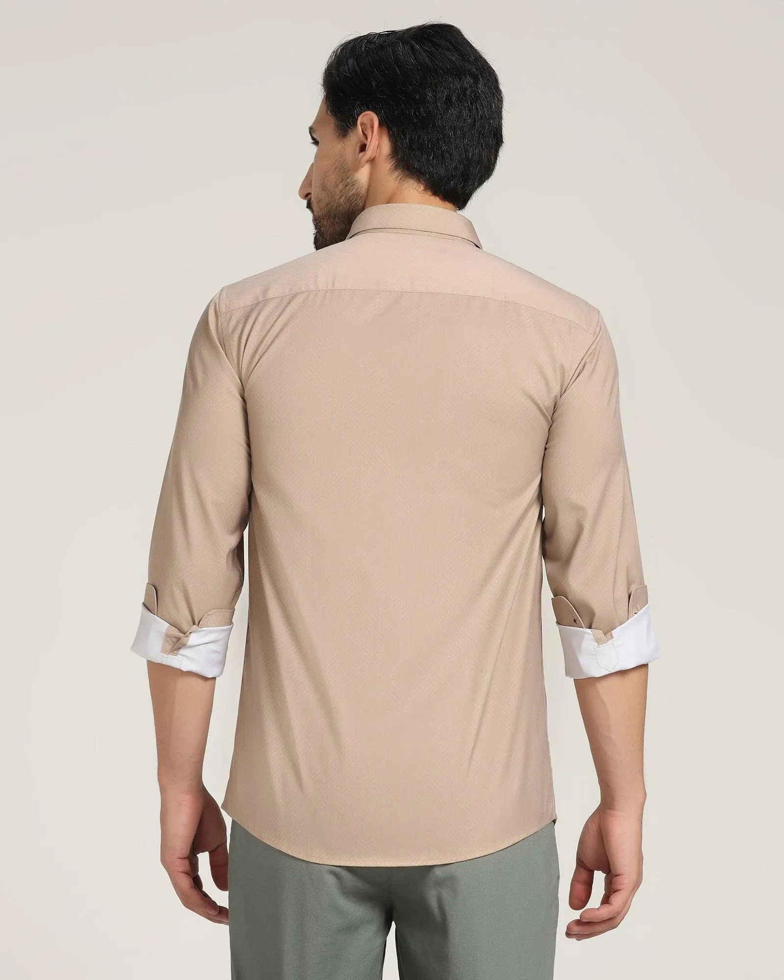 Casual Beige Printed Shirt - Bass