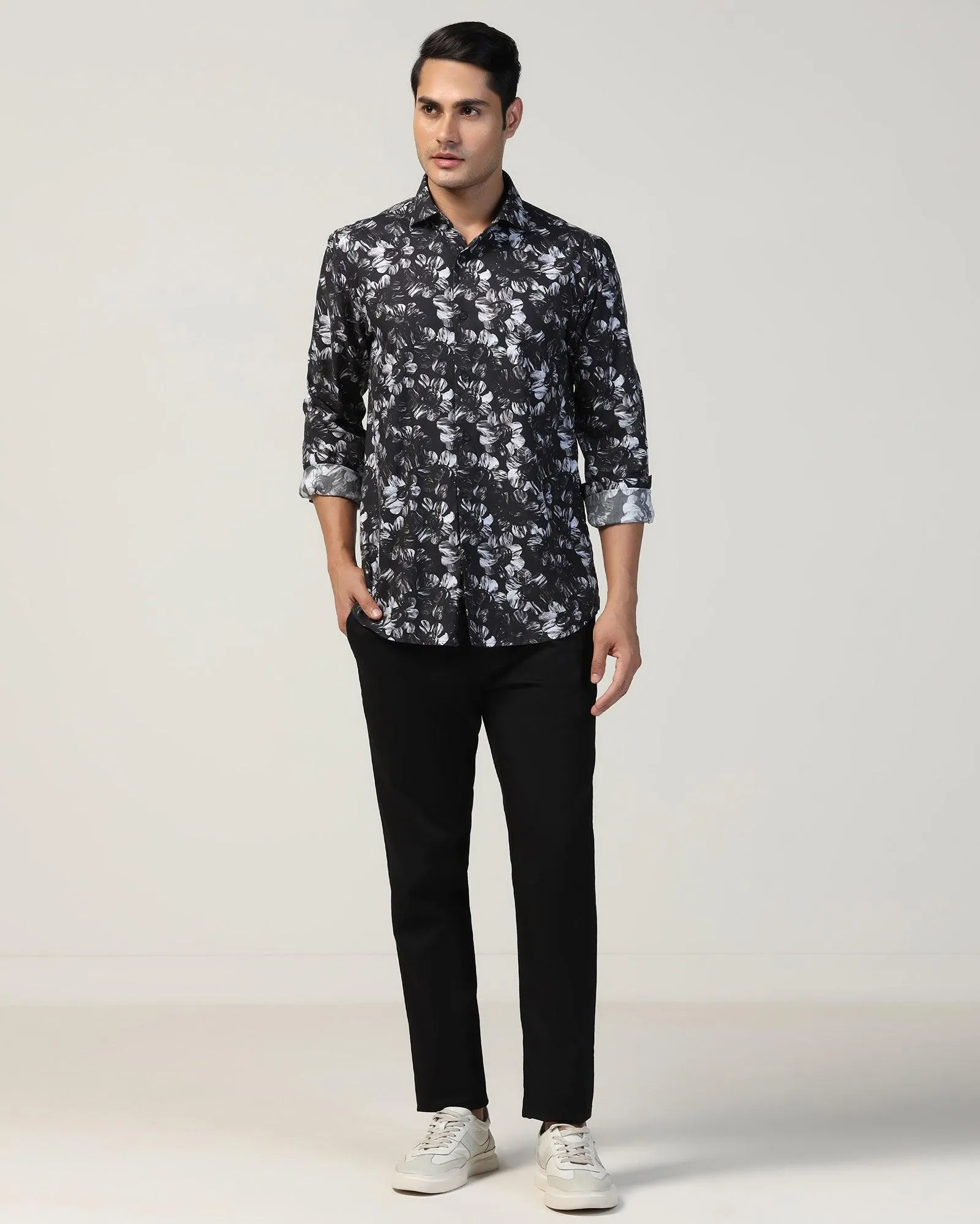 Casual Black Printed Shirt - Emaar