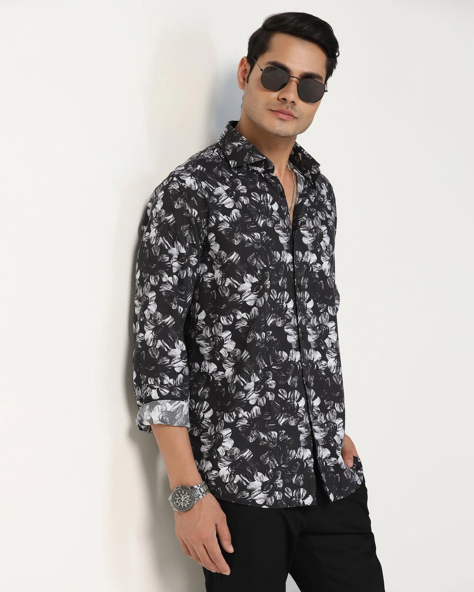 Casual Black Printed Shirt - Emaar